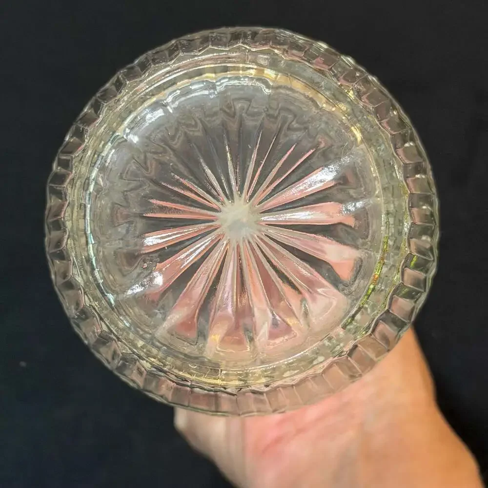 Vintage Cut Glass Decanter with Ball Stopper 9”
